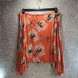 We The Free Birds of Paradise Floral Off the Shoulder Bell Sleeve Top Blouse L